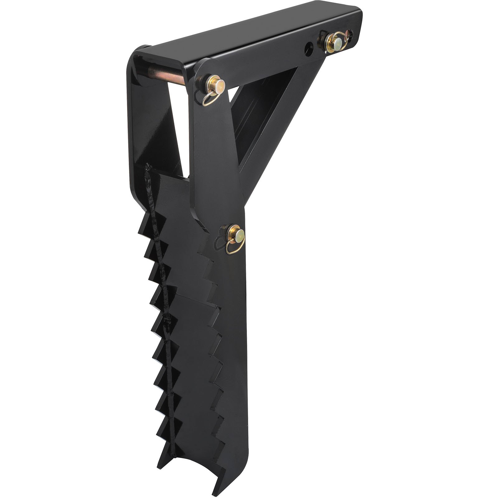 Accesorio de pulgar para excavadora VEVOR con garra de acero negro y pernos de montaje seguros.
