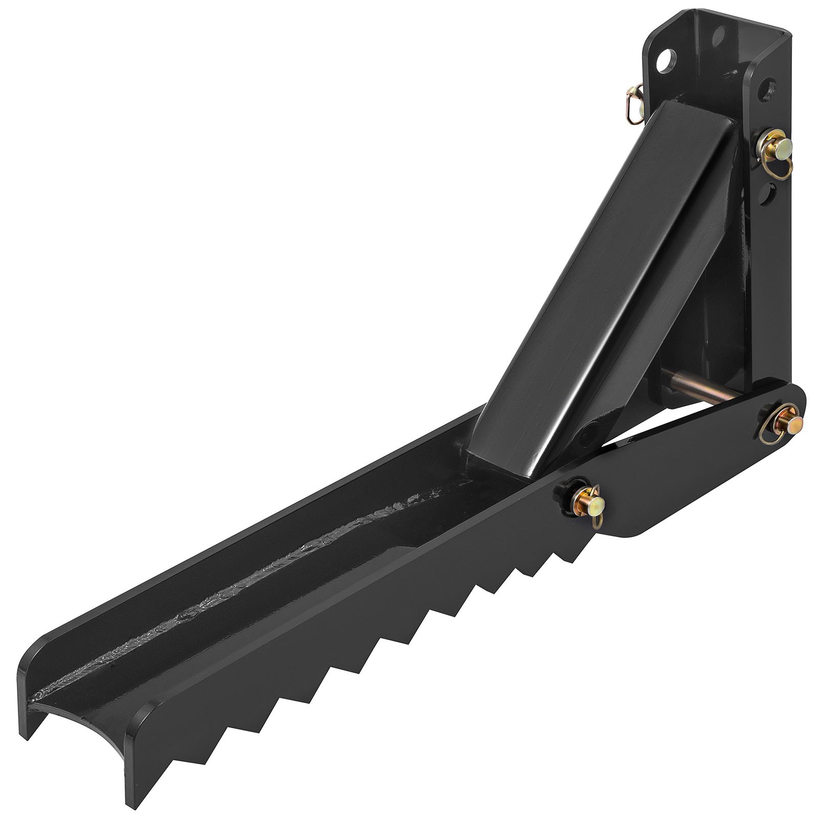 Accesorio de pulgar para excavadora VEVOR con construcción de acero negro y bordes dentados.