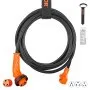 VEVOR Cable de alimentación para RV de 50 pies, 30 A, cable generador STW 3*10 AWG resistente, enchufe hembra NEMA TT-30P macho NEMA L5-30R, con mango indicador LED, adaptador de 15 A, para vehículos