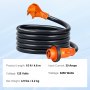 VEVOR 15 pies RV Cable de alimentación Cable generador 30A NEMA TT-30P/ NEMA L5-30R ETL listado