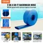 Manguera de drenaje para piscina VEVOR, 2 pulgadas por 50 pies, material de PVC duradero, incluye conectores y abrazaderas Camlock C y E de aluminio, compatible con bombas y filtros de arena, ideal para la extracción de agua de la piscina, azul