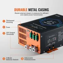 Convertidor de potencia para vehículos recreativos VEVOR de 45 amperios, 110 V CA a 12 V CC, cargador de batería