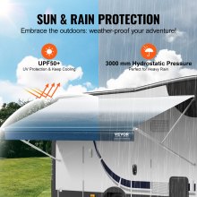 Reemplazo de tela para toldo de RV VEVOR, tela de 11'2" de largo para toldo de 12', tela resistente de PVC de 3 capas de 16 oz para toldo de caravana, toldo para exteriores impermeable y con protección UV para RV, remolque, autocaravana, azul degradado