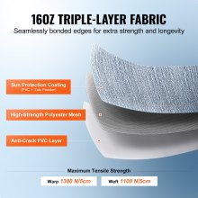 Reemplazo de tela para toldo de RV VEVOR, tela de 11'2" de largo para toldo de 12', tela resistente de PVC de 3 capas de 16 oz para toldo de caravana, toldo para exteriores impermeable y con protección UV para RV, remolque, autocaravana, azul degradado