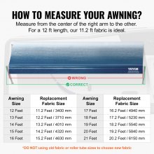Reemplazo de tela para toldo de RV VEVOR, tela de 11'2" de largo para toldo de 12', tela resistente de PVC de 3 capas de 16 oz para toldo de caravana, toldo para exteriores impermeable y con protección UV para RV, remolque, autocaravana, azul degradado
