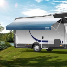 Reemplazo de tela para toldo de RV VEVOR, tela de 11'2" de largo para toldo de 12', tela resistente de PVC de 3 capas de 16 oz para toldo de caravana, toldo para exteriores impermeable y con protección UV para RV, remolque, autocaravana, azul degradado