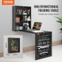 Escritorio multifuncional VEVOR montado en la pared con estantes, computadora portátil, elementos de decoración y pizarra con temática navideña.