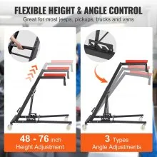 VEVOR Enredadera superior automotriz, con altura ajustable de 48" a 76", enredadera alta de capacidad de 400 libras, 4 ruedas giratorias, enredadera plegable resistente para reparación y mantenimiento de automóviles