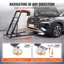 VEVOR Enredadera superior automotriz, con altura ajustable de 48" a 76", enredadera alta de capacidad de 400 libras, 4 ruedas giratorias, enredadera plegable resistente para reparación y mantenimiento de automóviles