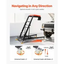 VEVOR Enredadera superior automotriz, con altura ajustable de 48" a 76", enredadera alta de capacidad de 400 libras, 4 ruedas giratorias, enredadera plegable resistente para reparación y mantenimiento de automóviles