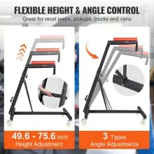 VEVOR Enredadera superior automotriz, con altura ajustable de 49.6" a 75.6", enredadera alta de capacidad de 400 libras, 4 ruedas giratorias, enredadera plegable resistente para reparación y mantenimiento de automóviles