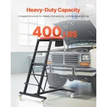 VEVOR Enredadera superior automotriz, con altura ajustable de 49.6" a 75.6", enredadera alta de capacidad de 400 libras, 4 ruedas giratorias, enredadera plegable resistente para reparación y mantenimiento de automóviles