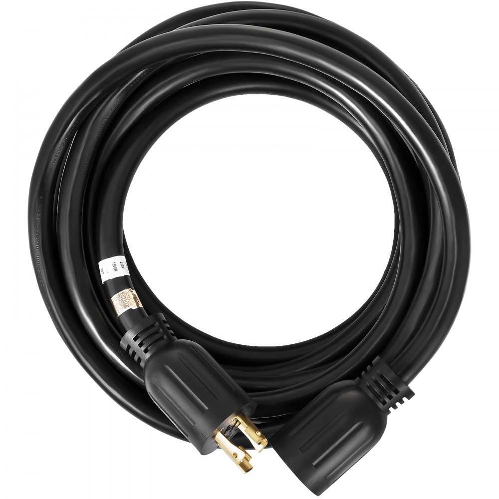 Cable de extensión para generador VEVOR de 20 pies y 30 amperios, calibre 10, SJTW, 4 clavijas, NEMA L14-30P, 125/250 V, 7500 W, resistente, con conectores de bloqueo giratorio.