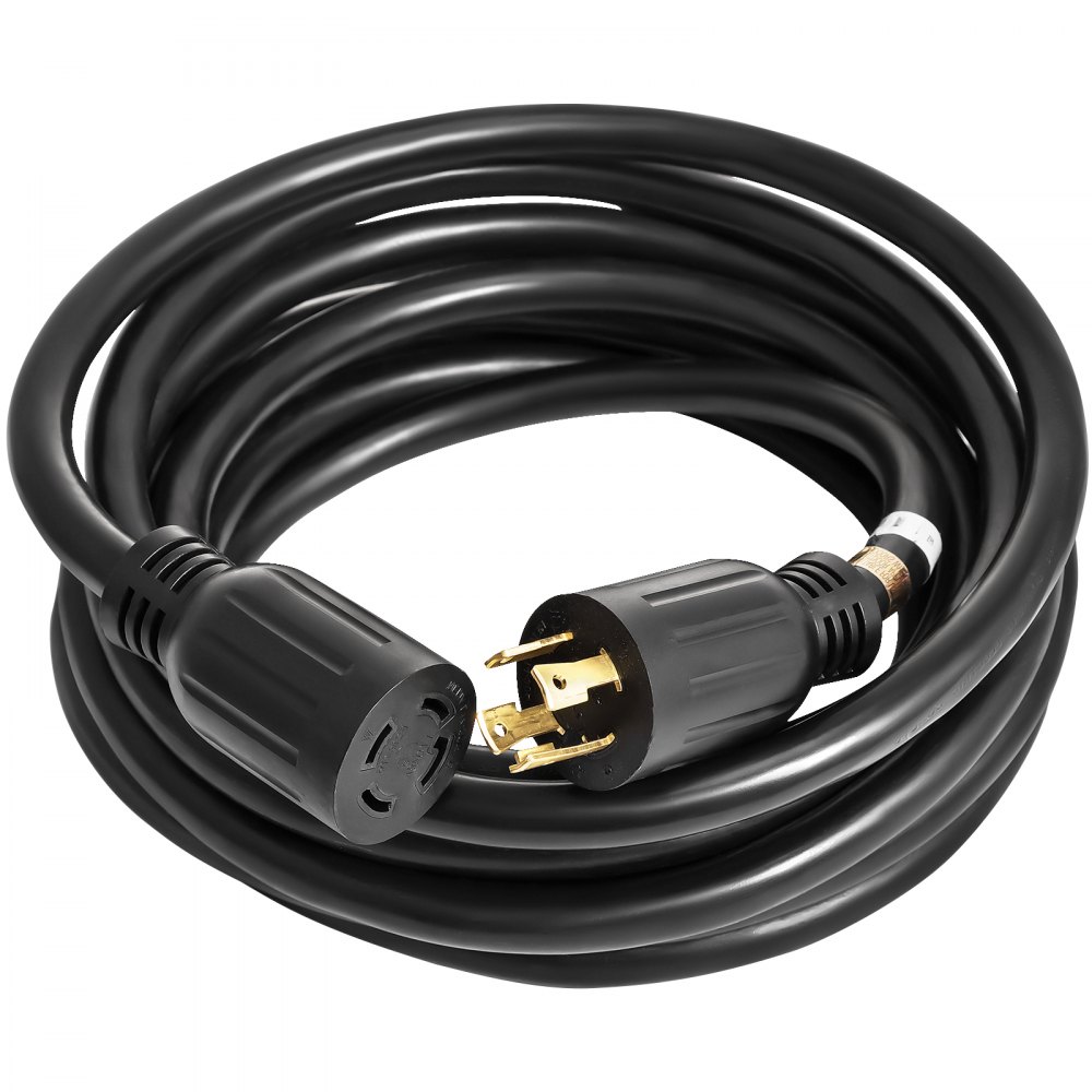 Cable de extensión para generador VEVOR de 20 pies y 30 amperios, calibre 10, SJTW, 4 clavijas, NEMA L14-30P, 125/250 V, 7500 W, resistente, con conectores de bloqueo giratorio.