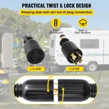 VEVOR BestWelder - Cable de extensión para generador, 20 pies, calibre 10, cable de extensión, 30 amperios, 125 V/250 V, cable SJTW, cable generador de 4 cables, cable generador de 4 cables