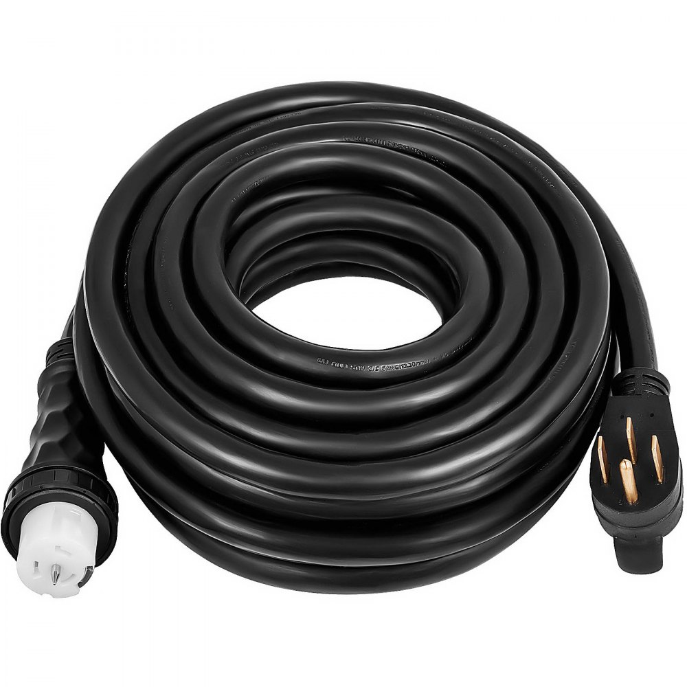 Cable de generador VEVOR de 20 pies y 50 amperios, STW 6/3 + 8/1 AWG, cable de extensión resistente NEMA 14-50P, SS2-50R y CS6364 con cierre giratorio, para caravanas y generadores.