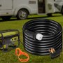 Cable de generador VEVOR de 20 pies y 50 amperios, STW 6/3 + 8/1 AWG, cable de extensión resistente NEMA 14-50P, SS2-50R y CS6364 con cierre giratorio, para caravanas y generadores.
