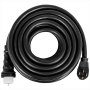 Cable de extensión para generador VEVOR de 50 amperios en espiral con enchufes negros sobre fondo blanco