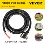 VEVOR Cable de alimentación para caravana, camping, generador, 40', 50 A, 6/3 + 8/1 AWG, NEMA 14-50P a cable desnudo
