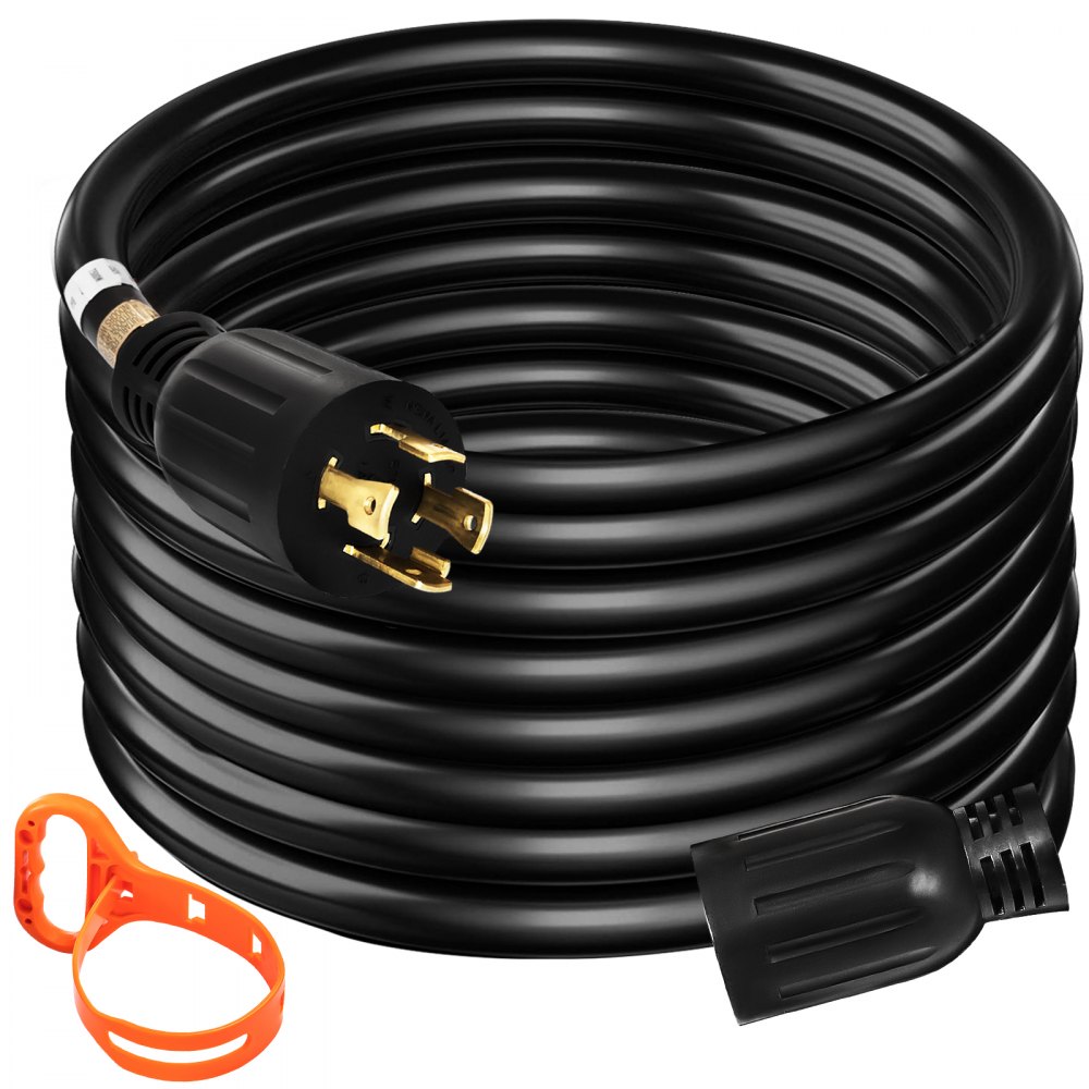 VEVOR - Cable de extensión para generador de 50 pies y 30 amperios, 4 cables, calibre 10, cable de generador de 125 V, 250 V, conector de bloqueo giratorio (50 pies, 30 amperios)