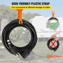 VEVOR - Cable de extensión para generador de 50 pies y 30 amperios, 4 cables, calibre 10, cable de generador de 125 V, 250 V, conector de bloqueo giratorio (50 pies, 30 amperios)