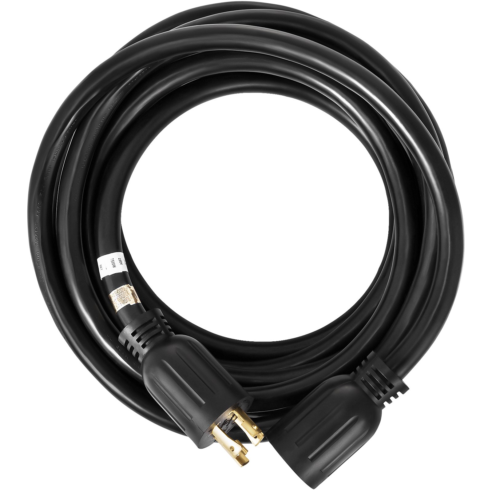Cable de extensión para generador VEVOR de 15 m y 30 amperios, SJTW, 10 AWG, 4 clavijas, NEMA L14-30P, 125/250 V, resistente, con conector de bloqueo giratorio