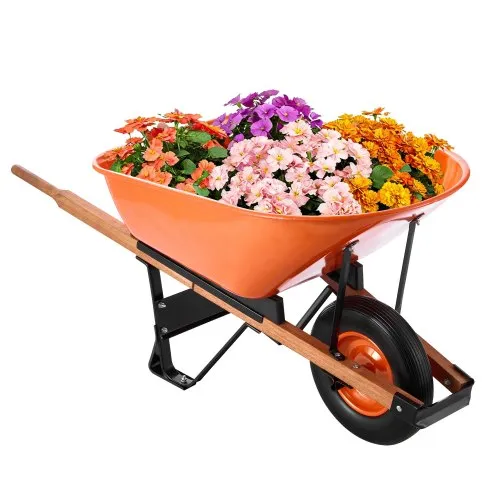 Carretilla VEVOR, 6 pies cúbicos de carga y 330 lb de capacidad, carretilla de jardín de una rueda con asa de metal y ruedas de riel de 16" de ancho, fácil de cargar, ideal para jardinería.