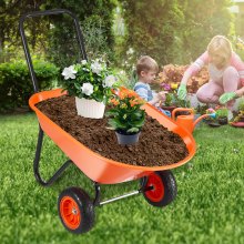 Carretilla de mano VEVOR, capacidad de carga de 5 pies cúbicos y 397 libras, carrito de jardín de 2 ruedas, carro de jardín con manija y ruedas de 10" de ancho, carro de jardín de fácil carga y carros para patio al aire libre