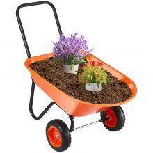 Carretilla de mano VEVOR, capacidad de carga de 5 pies cúbicos y 397 libras, carrito de jardín de 2 ruedas, carro de jardín con manija y ruedas de 10" de ancho, carro de jardín de fácil carga y carros para patio al aire libre