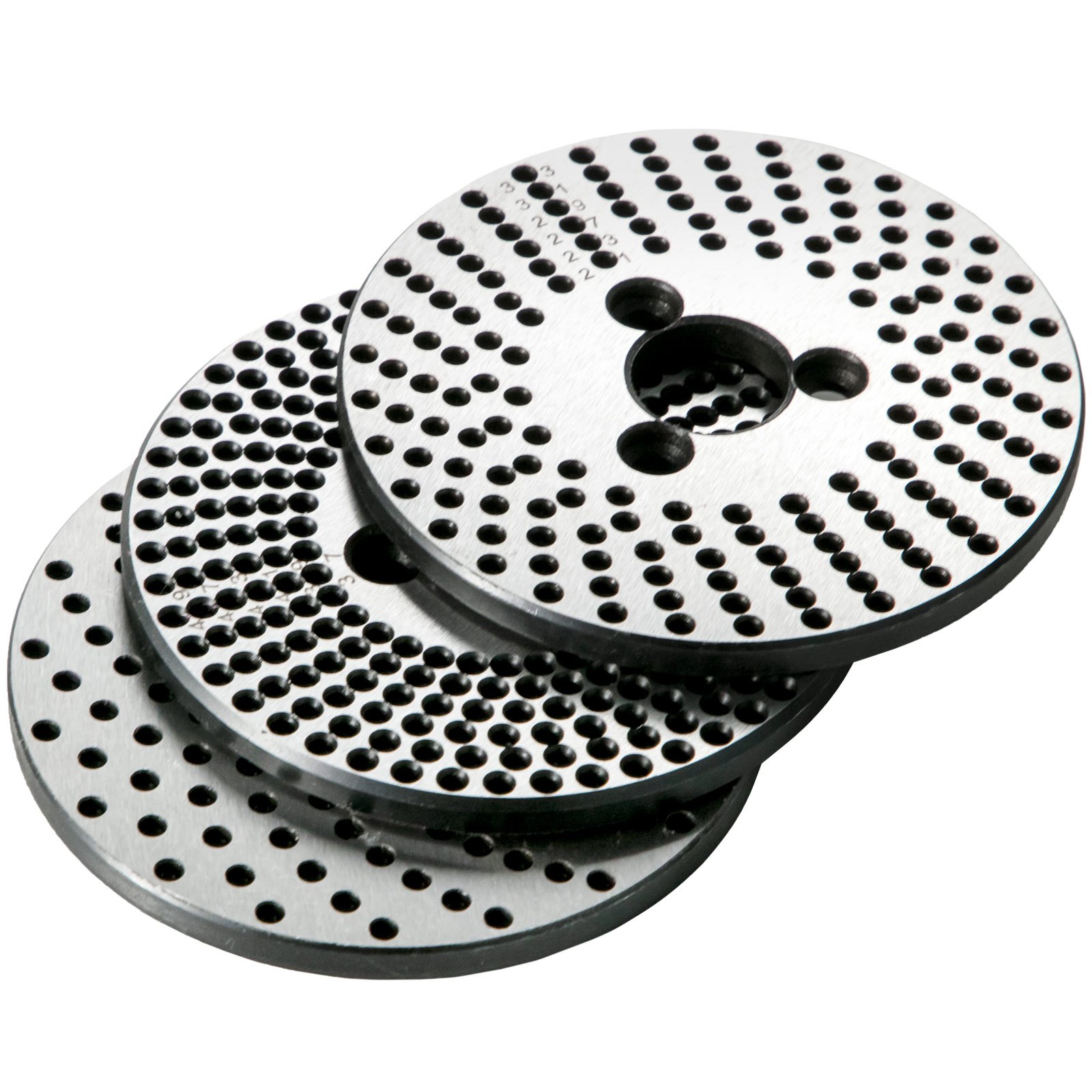 Juego de mesa giratoria VEVOR con tres placas de metal con múltiples orificios perforados.