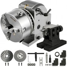 Cabezal divisorio VEVOR BS-1 Juego de cabezal divisorio Juego de fresado semiuniversal de mandril de 3 mordazas de 6" con mandril de 6"+contrapunto+placas divisorias para fresadora