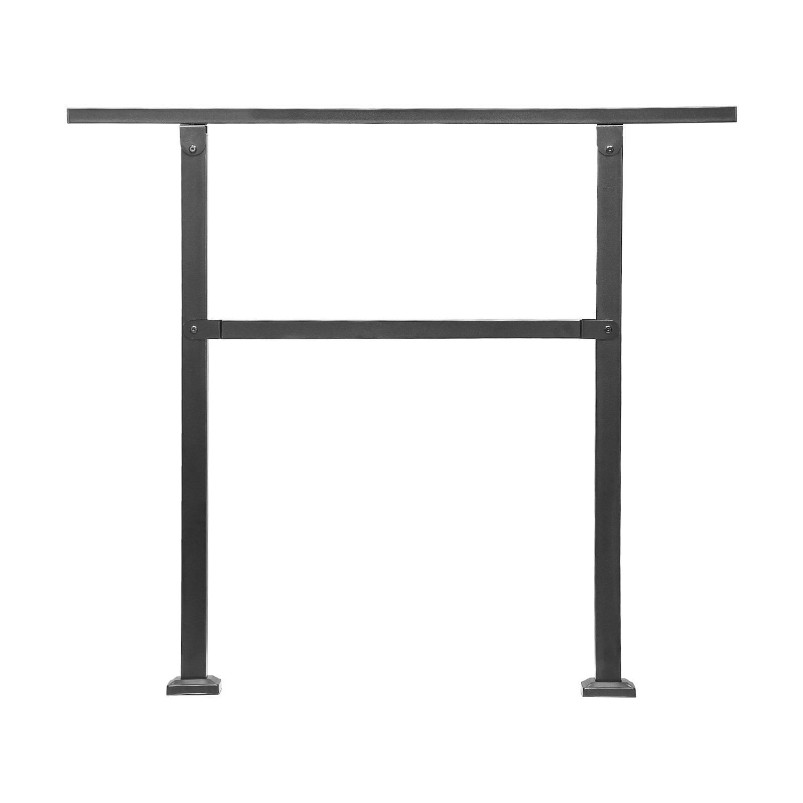 VEVOR Pasamanos de Exterior para Escalera Kit de Barandilla para 2 a 3 Escalones Tubo Cuadrado con Barra Horizontal Rieles de Soporte de Acero al Carbono para Escaleras de Hormigón, Terraza, Negro
