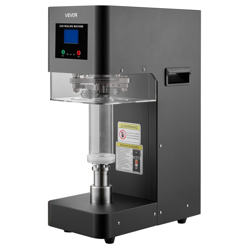 Máquina selladora de latas VEVOR, máquina automática comercial para sellar latas de refrescos de aluminio y plástico de 55 mm (2,17 pulgadas), altura ajustable, carcasa de acero, selladora de bebidas, para cafeterías, color negro.
