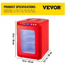 VEVOR Incubadora de Huevos Automática de Aves 25 L Incubadora de Reptiles Rojo