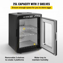 VEVOR Incubadora de Huevos Automática 25 L Incubadora Automática para Reptiles Negro Incubadora para Pollos Pantalla Digita 28 x 25 x 36 cm con Control de Temperatura para Incubar Tortuga Pollo Pato