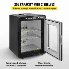 VEVOR Incubadora de Huevos Automática 25 L Incubadora Automática para Reptiles Negro Incubadora para Pollos Pantalla Digita 28 x 25 x 36 cm con Control de Temperatura para Incubar Tortuga Pollo Pato