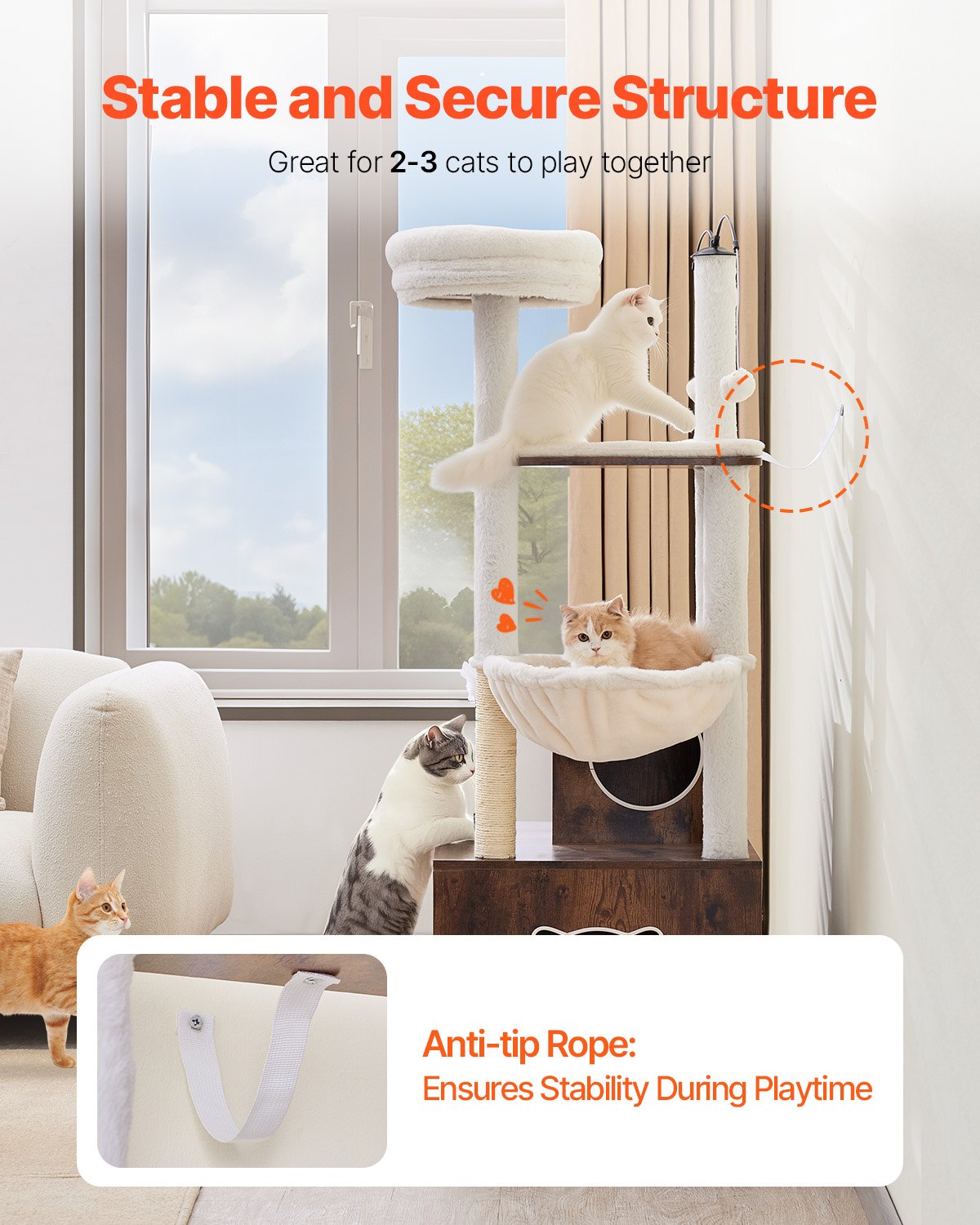Caja de arena para gatos grande de 55,12" con recinto 2 en 1, torre para gatos, casa de juegos para interiores