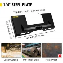VEVOR Placa de montaje universal para minicargador Accesorio de placa de minicargador de 1/4\" de espesor Capacidad de peso de 3000 libras Placa de montaje de fijación rápida Cargador adaptador de ace