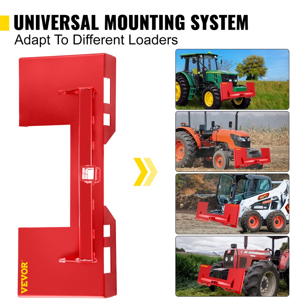 VEVOR Placa de Montaje Universal para Minicargadoras de 0,64 cm de Grosor, Carga de 3000 Libras, para Placa de Montaje de Fijación Rápida, Fácil de Soldar o Atornillar a Diferentes Accesorios, Rojo