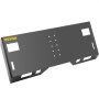 Placa de montaje para minicargadora VEVOR con orificios pretaladrados y cortes rectangulares.
