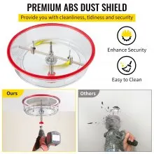 VEVOR Kit de cortador de sierra perforadora ajustable, 1-5/8" a 11-13 /16" (40-300 mm), sierra perforadora empotrada con protector contra el polvo de PC, dos brocas piloto reemplazables, para luces empotradas, altavoces de techo, orificios de ventilación