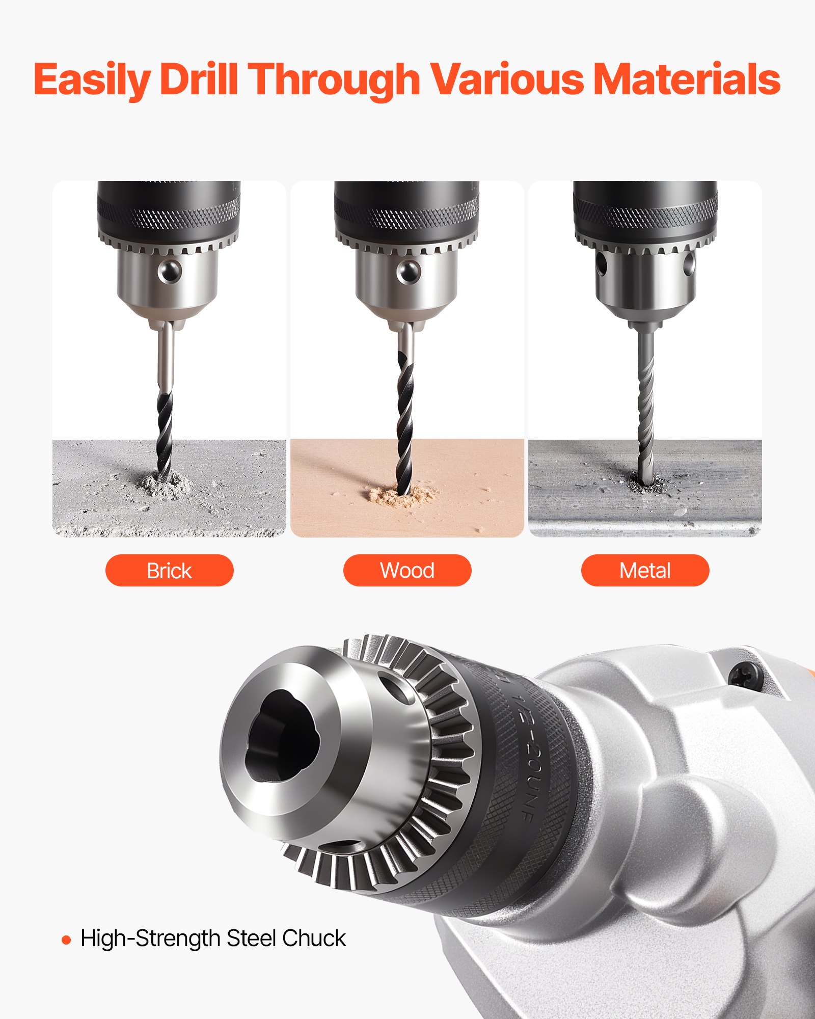 Mezcladora de taladro VEVOR, juego de mezcladora de taladro eléctrico con cable de 5/8 pulgadas, taladros mezcladores de 0-850 RPM y 5.8 A, máquina mezcladora con mango en D para taladrar y mezclar, mezcladoras de cemento portátiles para forraje, pintura y cemento.