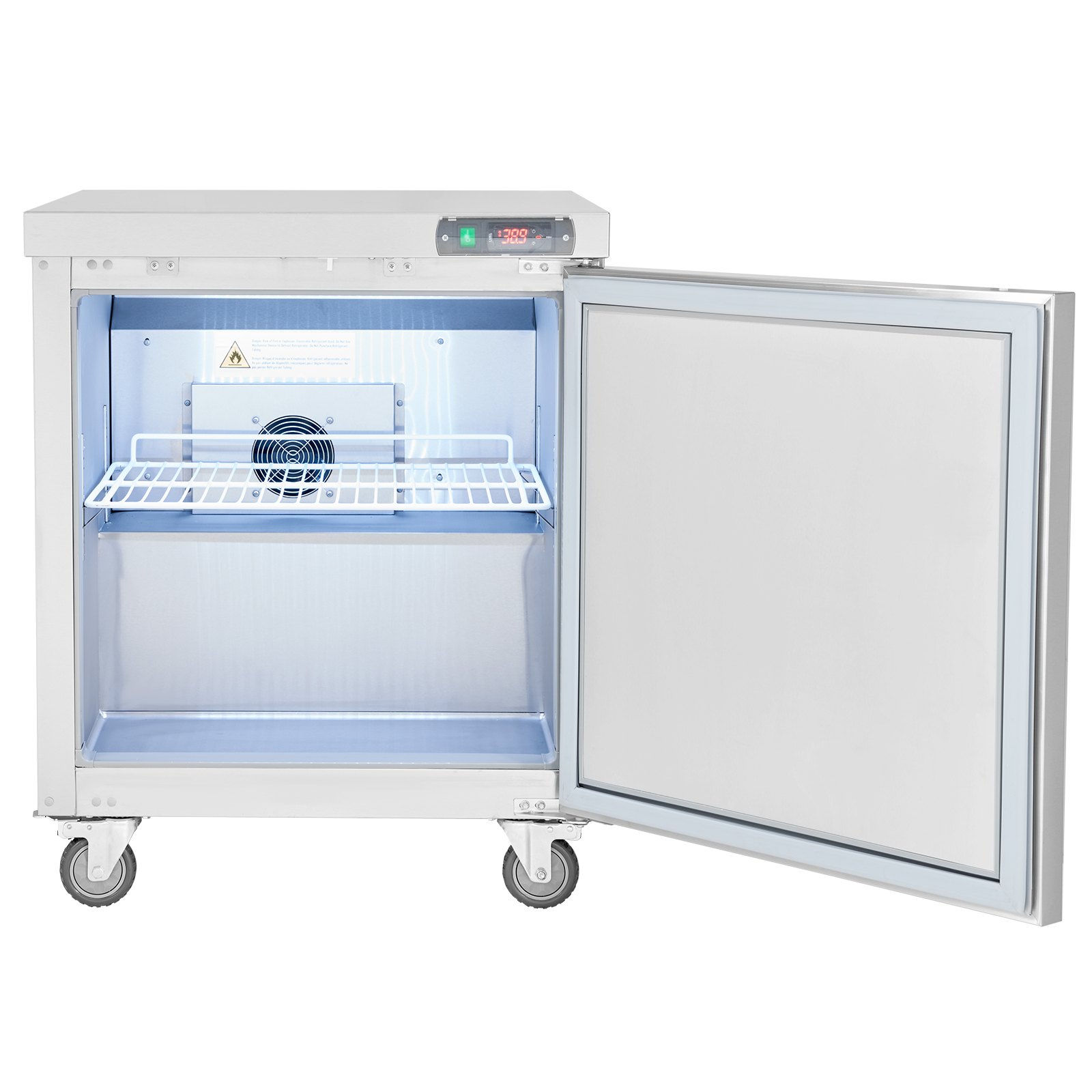 Refrigerador comercial VEVOR de 71 cm para preparar sándwiches y ensaladas, estación de preparación de alimentos refrigerada de acero inoxidable de 2,2 m³ con 1 puerta, refrigerador antiescarcha con cerradura para restaurantes y bares.
