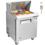 Refrigerador comercial VEVOR de 28" con mesa de preparación para sándwiches y ensaladas, 1 puerta con 12 bandejas