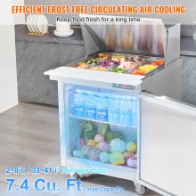 Refrigerador comercial VEVOR de 28" con mesa de preparación para sándwiches y ensaladas, 1 puerta con 12 bandejas