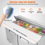 Refrigerador comercial VEVOR de 60 pulgadas con mesa de preparación para sándwiches y ensaladas, 2 puertas con 16 bandejas