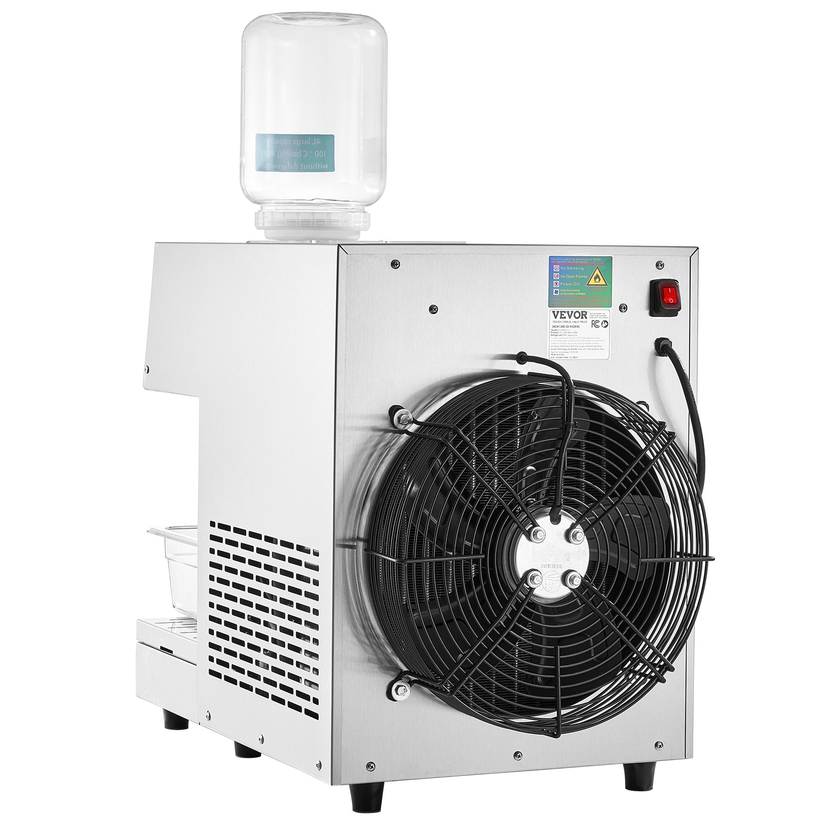 Máquina de hielo comercial VEVOR, 237 kg/24 h, máquina de hielo en copos de nieve, máquina de raspado de hielo de acero inoxidable, máquina eléctrica para hacer conos de nieve, sistema de refrigeración por aire para una rápida disipación del calor, para panaderías y cafeterías.