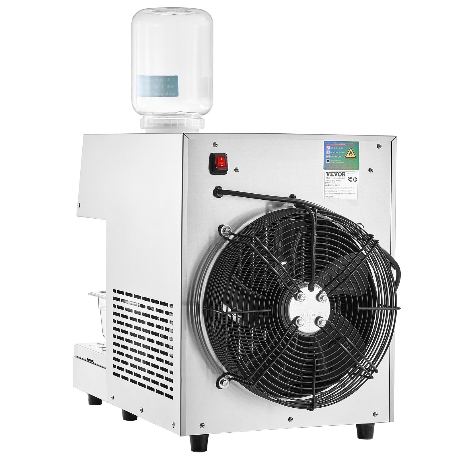 Máquina de hielo comercial VEVOR, 250 kg/24 h, máquina de hielo en forma de copo de nieve, máquina de raspado de hielo de acero inoxidable, máquina eléctrica para hacer conos de nieve, sistema de refrigeración por aire para una rápida disipación del calor, para panaderías y cafeterías.