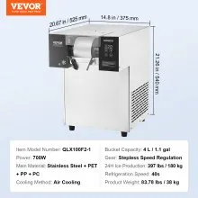 Máquina comercial de hielo en forma de copo de nieve de 397 libras/24 horas de acero inoxidable para helados