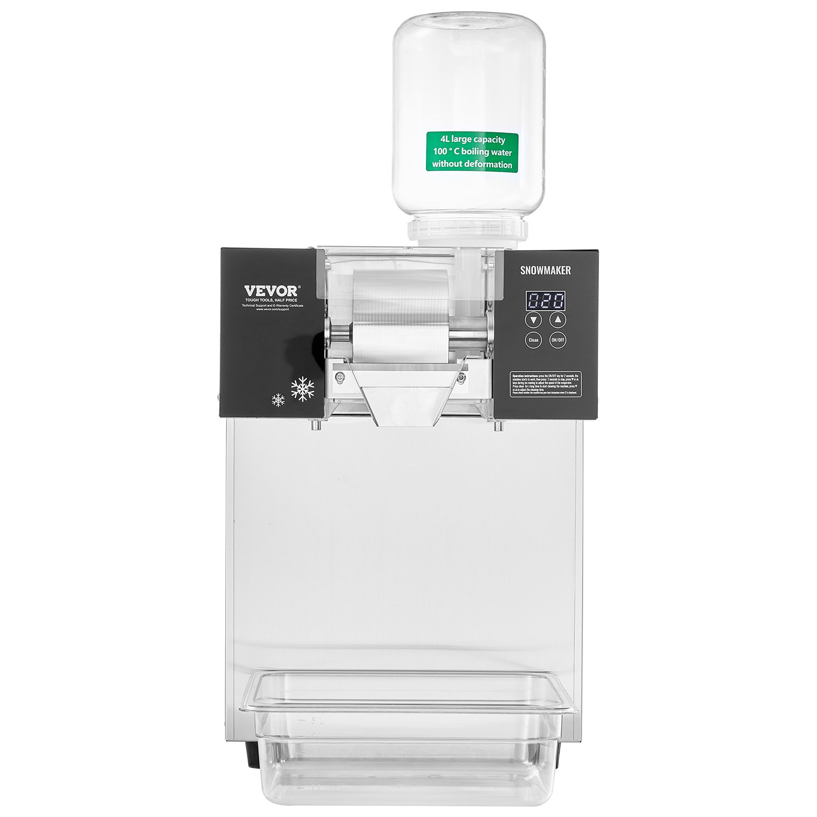 Máquina de hielo comercial VEVOR, 170 kg/24 h, máquina de hielo en copos de nieve, máquina de raspado de hielo de acero inoxidable, máquina eléctrica para hacer conos de nieve, sistema de refrigeración por aire para una rápida disipación del calor, para panaderías y cafeterías.